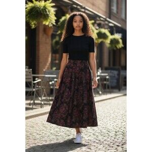 Brooks Brothers Floral Pleated A Line Wool Midi Skirt Multicolor Womens Size 10
